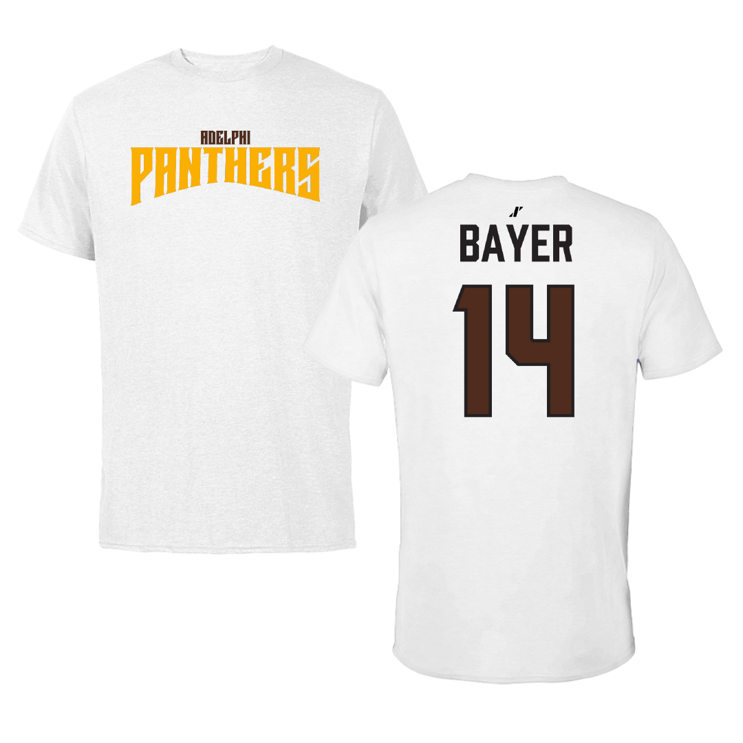 Adelphi University Lacrosse White Classic Tee - #14 Stephen Bayer