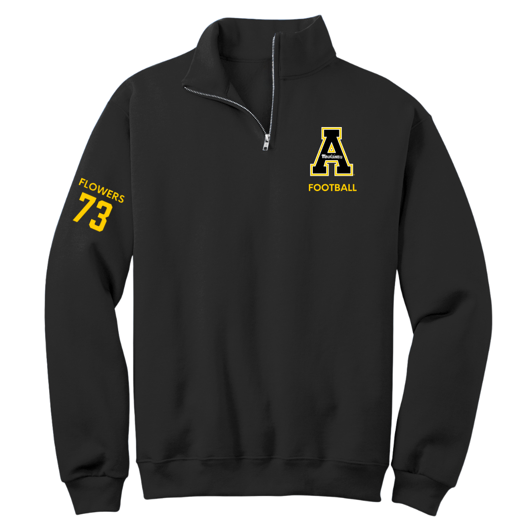 Appalachian State University Football Black Quarter-Zip - #73 Will Flowers