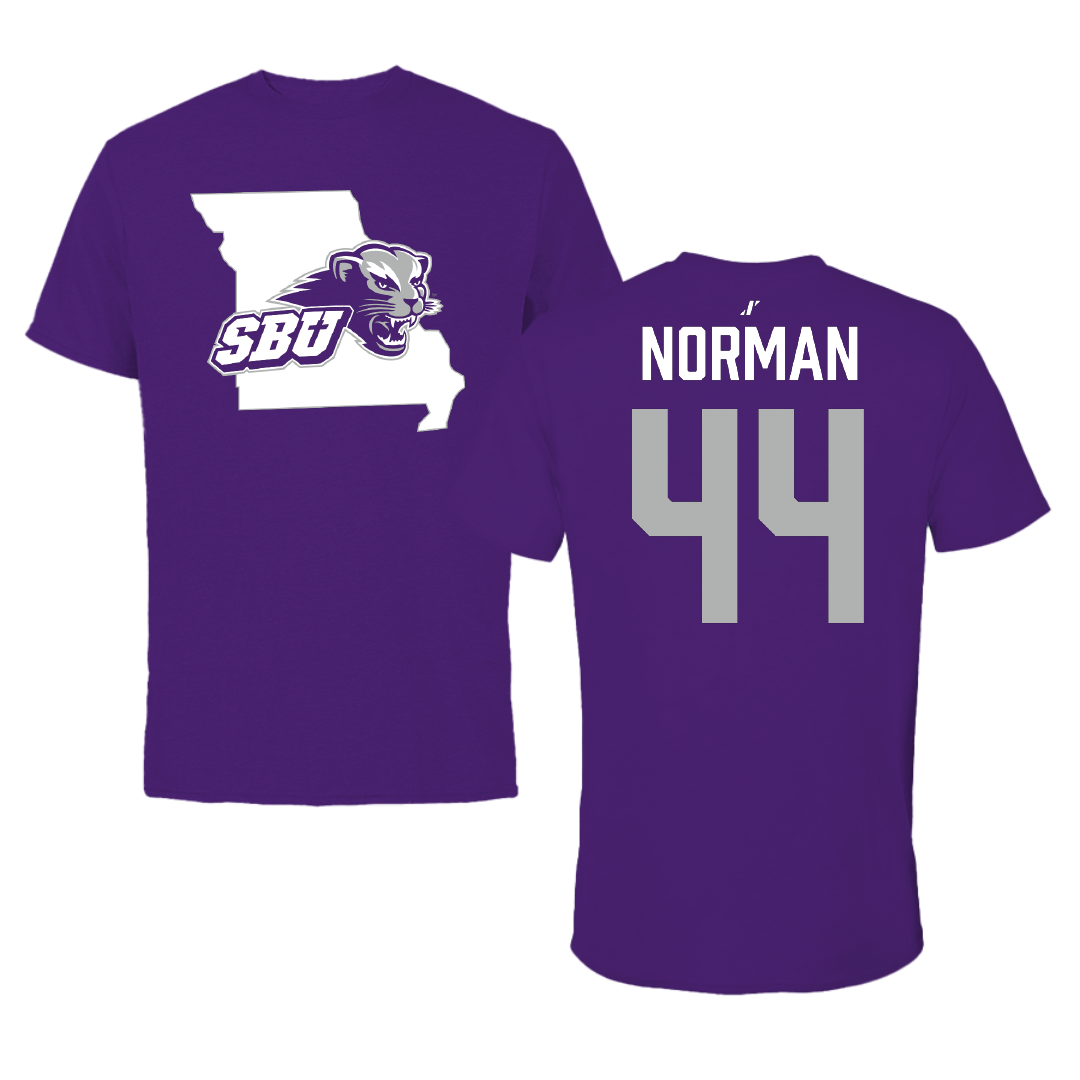Southwest Baptist University Baseball Purple State Tee - #44 Caden Norman