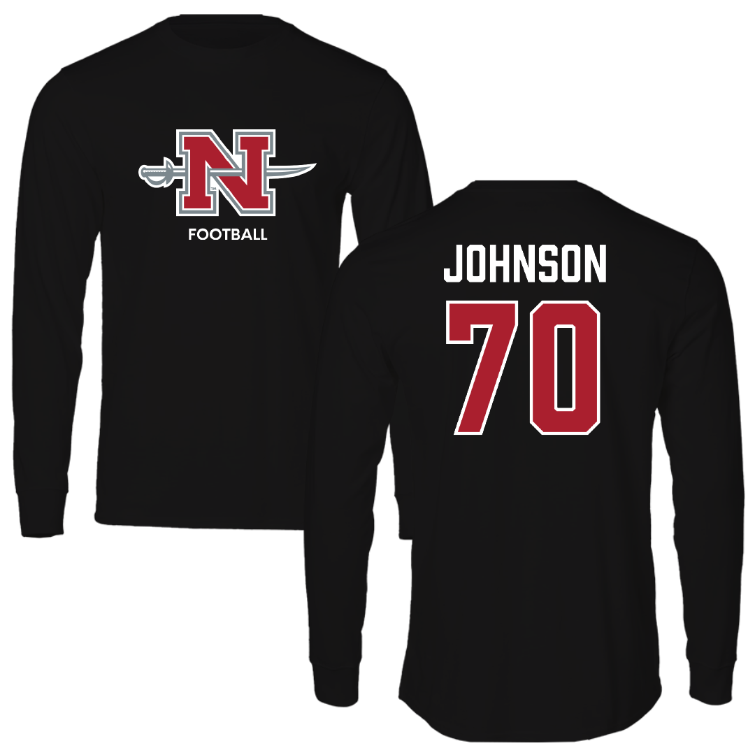 Nicholls State University Football Black Mascot Performance Long Sleeve - #70 Jacob Johnson