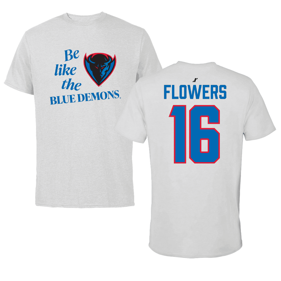 DePaul University Soccer Light Gray Be Like Us Performance Tee - #16 Tyler Flowers
