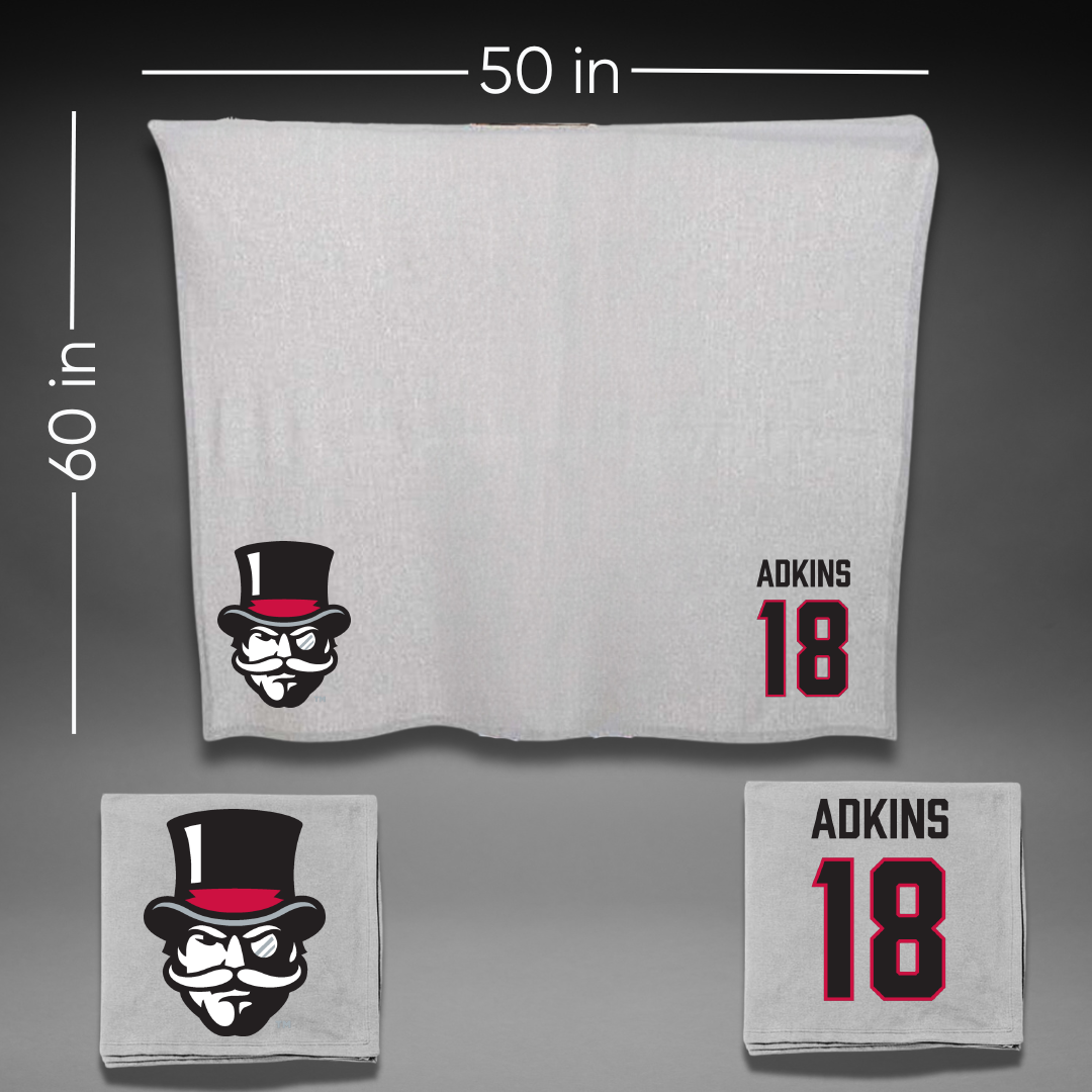 Austin Peay State University Baseball Gray Blanket - #18 Dillon Adkins