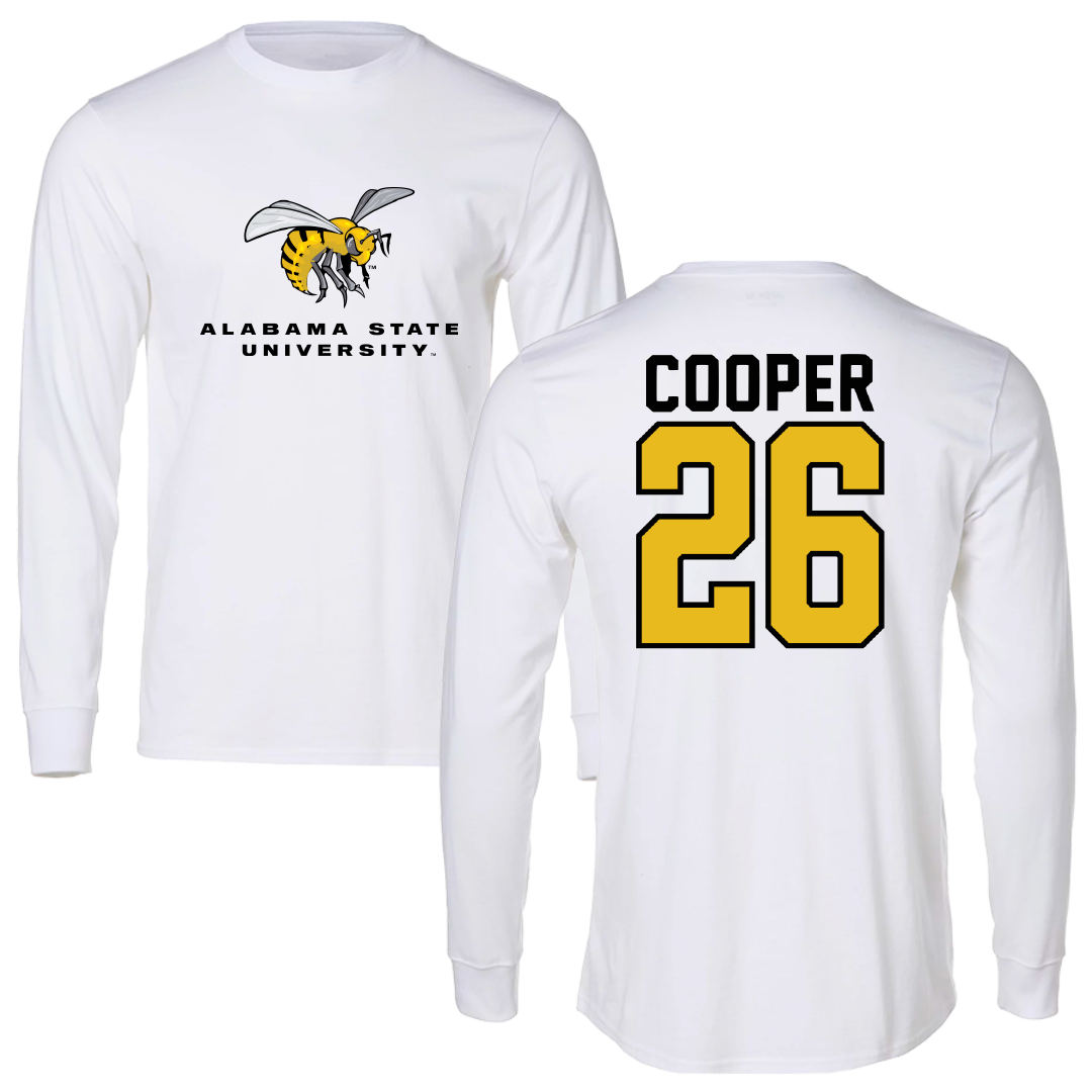 Alabama State University Flag Football White Block Long Sleeve - #26 Jaseona Cooper