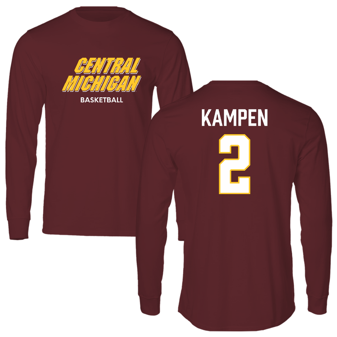Central Michigan University Basketball (M) Maroon Long Sleeve - #2 Jalen Kampen