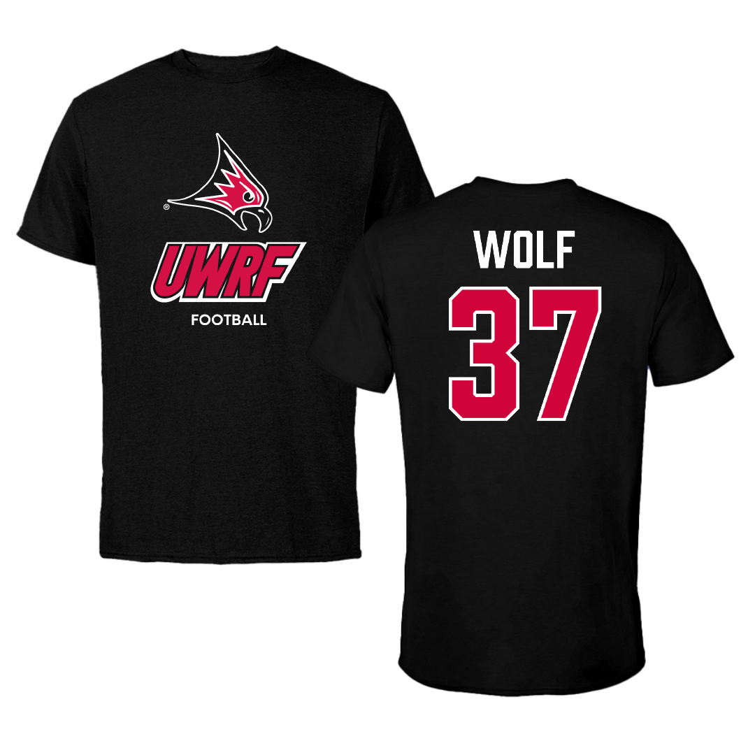 University of Wisconsin-River Falls Football Black Tee - #37 Brayden Wolf