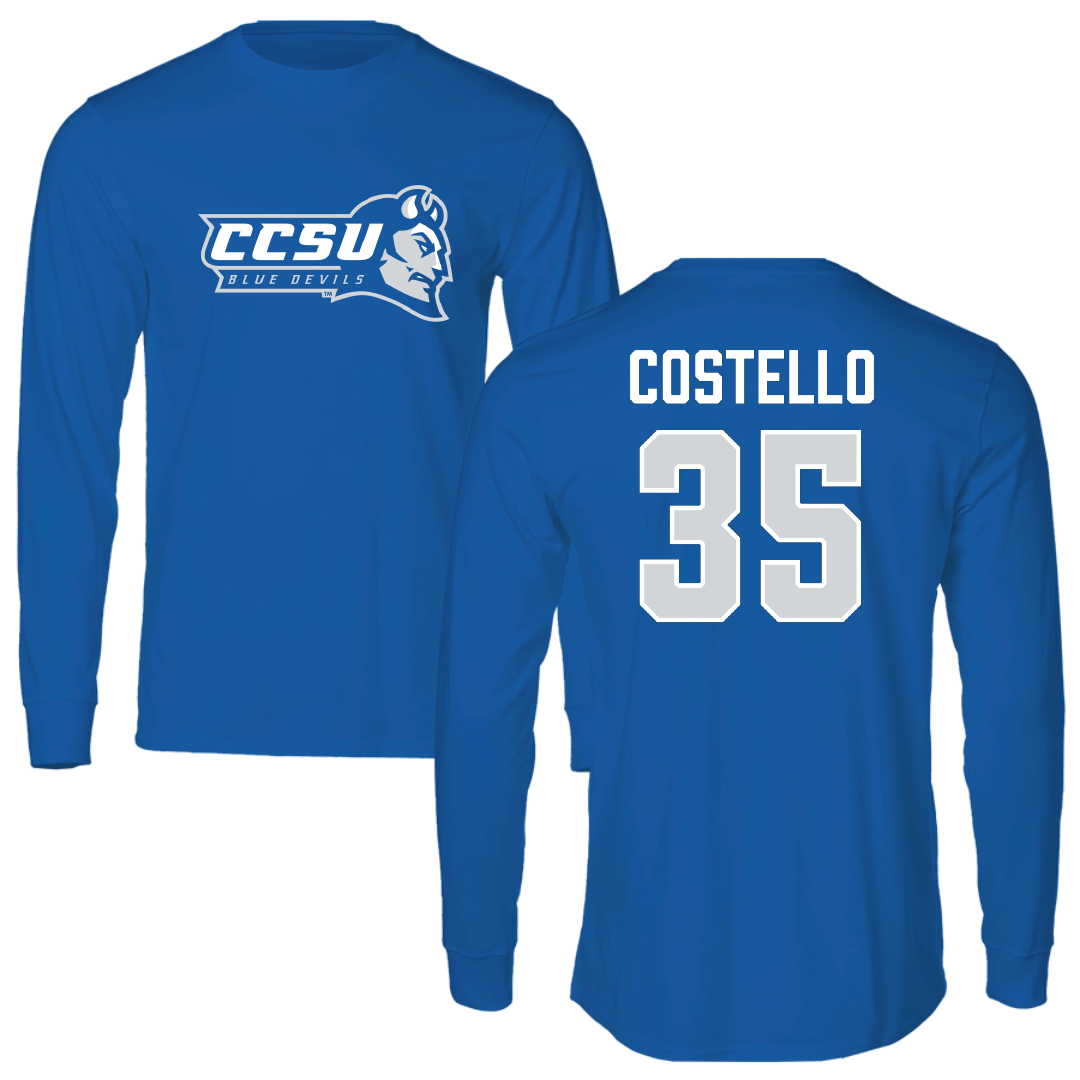 Central Connecticut State University Baseball Blue Devils Performance Long Sleeve - #35 Anthony Costello