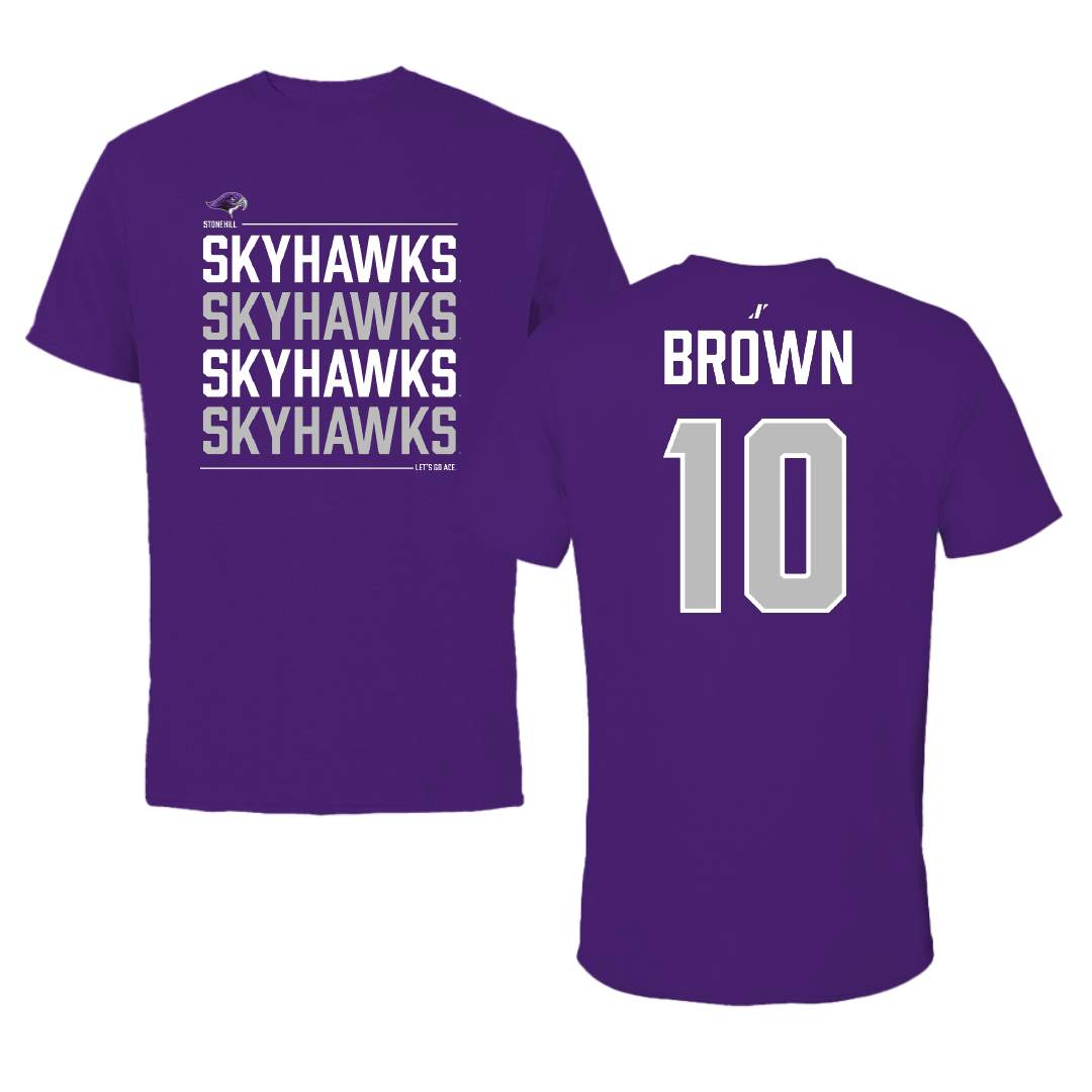Stonehill College Football Purple General Performance Tee - #10 Caleb Brown