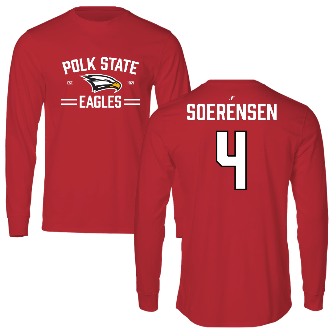 Polk State College Volleyball Red General Performance Long Sleeve - #4 Sarah Soerensen