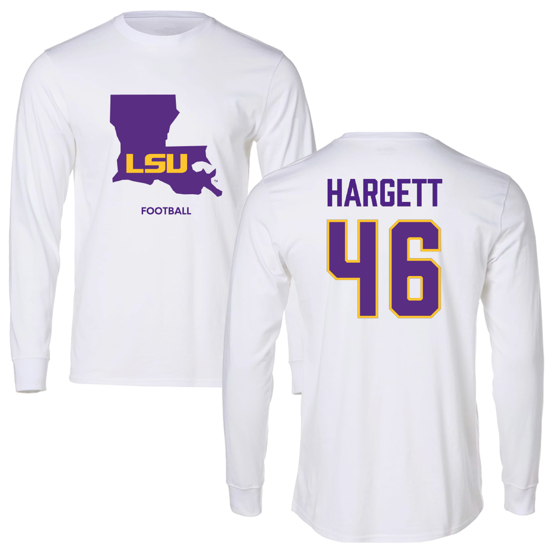 Louisiana State University Football White Performance Long Sleeve - #46 Badger Hargett