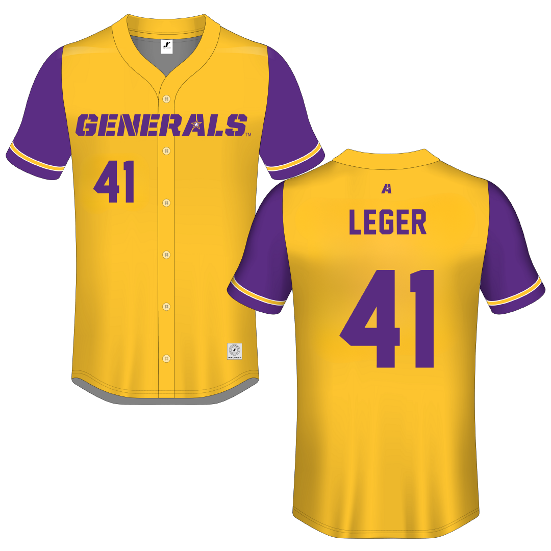 Louisiana State University-Alexandria Gold Button-Down Jersey - #41 Seth Leger