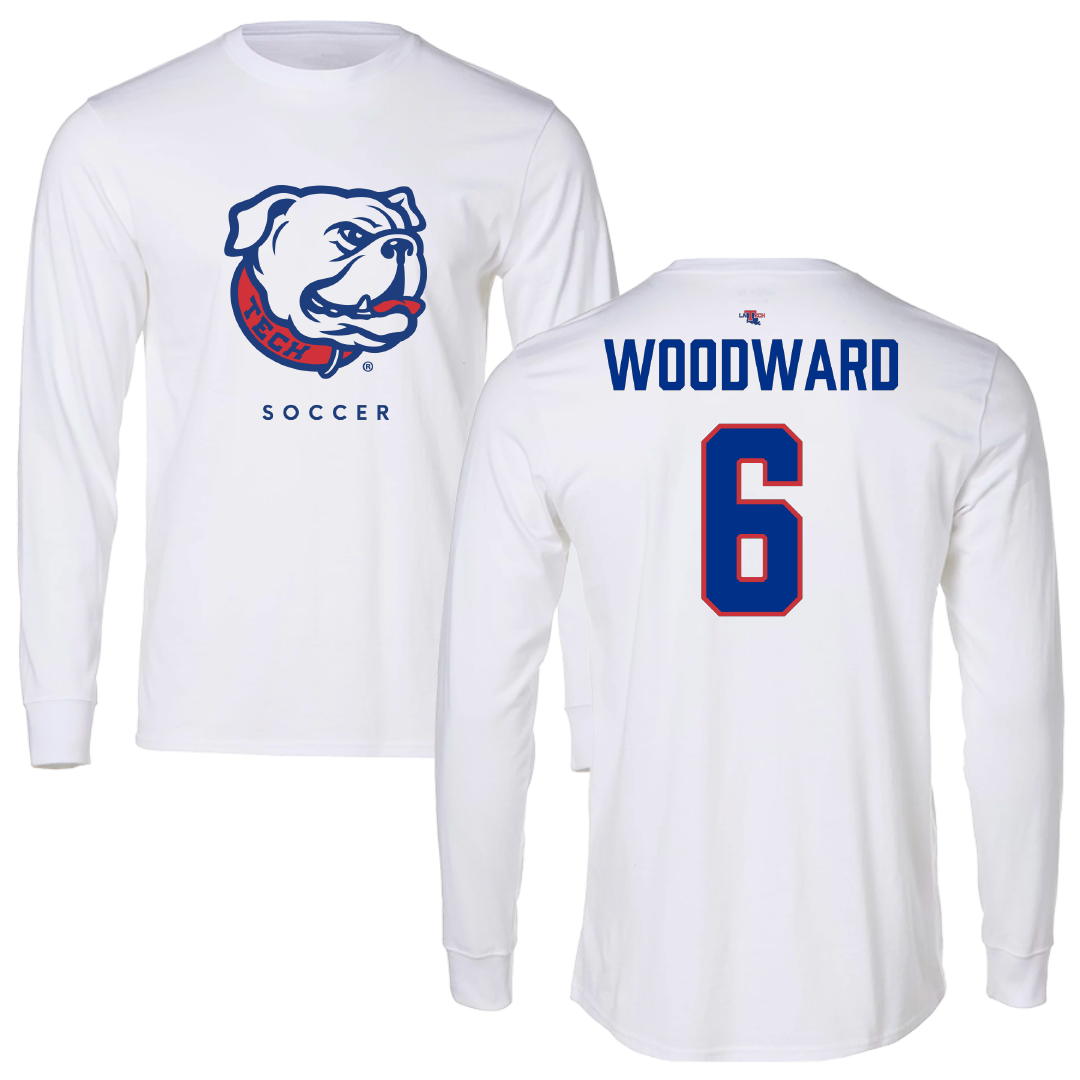 Louisiana Tech University Soccer White Performance Long Sleeve - #6 Charlotte Woodward