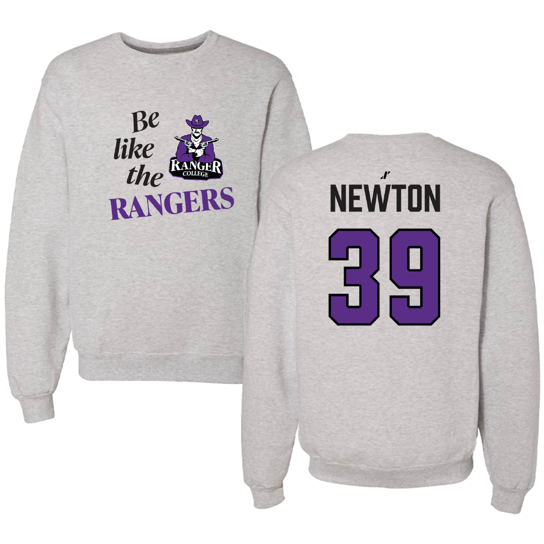 Ranger College Baseball Light Gray Be Like Us Crewneck - #39 Michael Newton