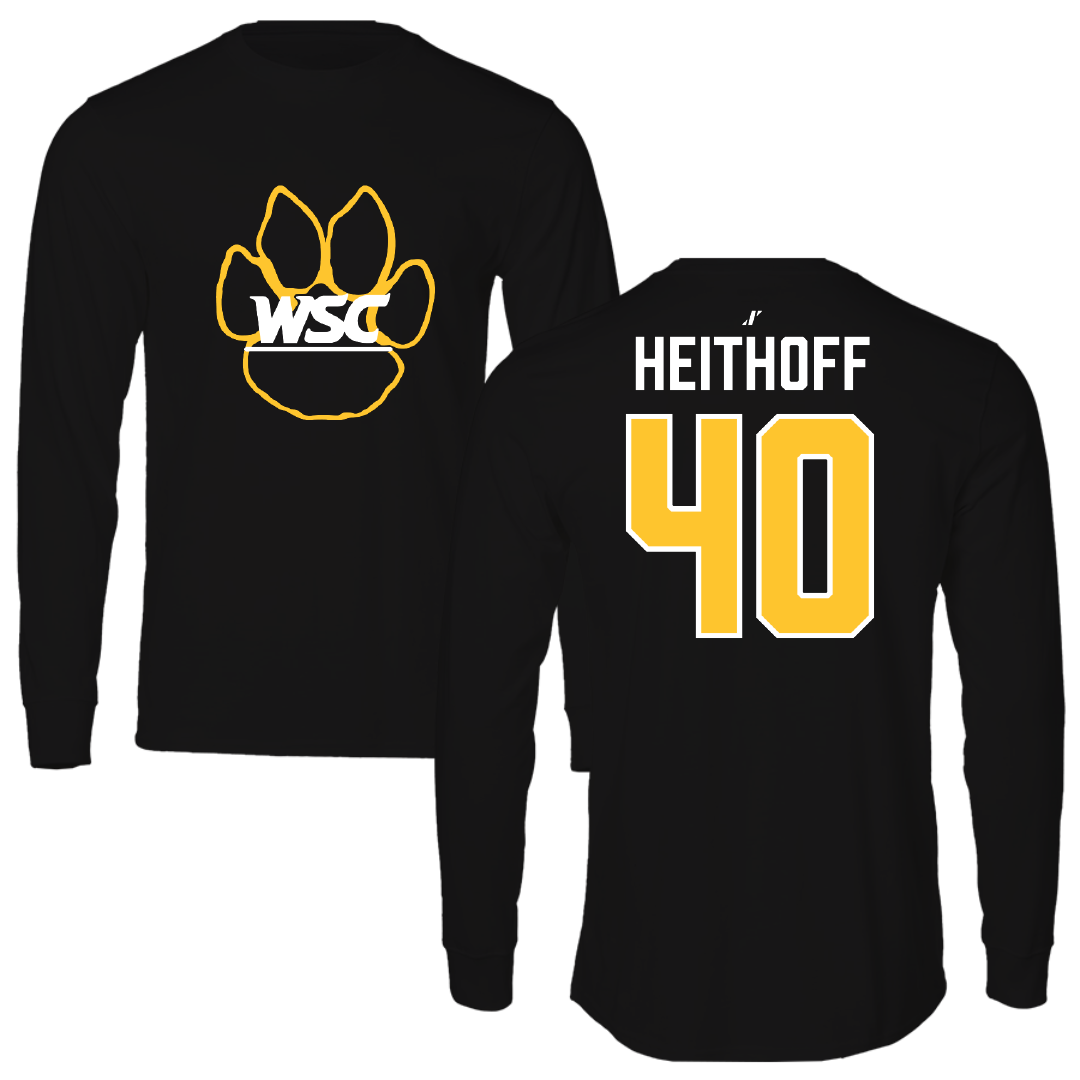 Wayne State College (Nebraska) Football Black Performance Long Sleeve - #40 Anthony Heithoff