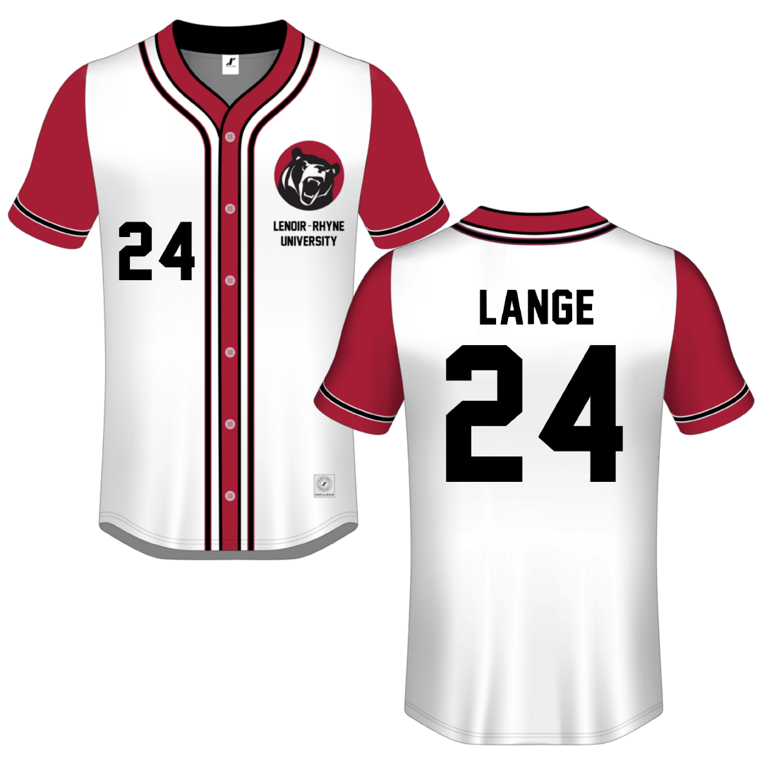 Lenoir-Rhyne University White Button-Down Jersey - #24 Kennedy Lange