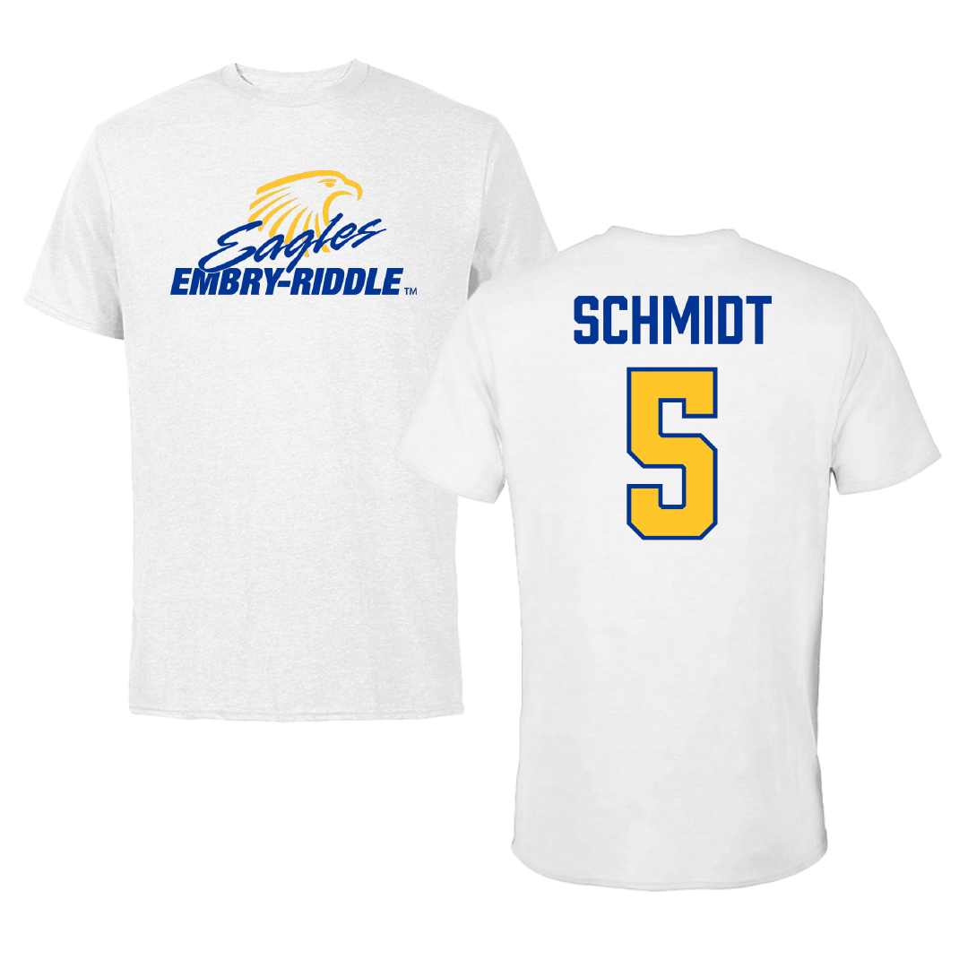 Embry-Riddle Aeronautical University Baseball White Performance Tee - #5 Cooper Schmidt
