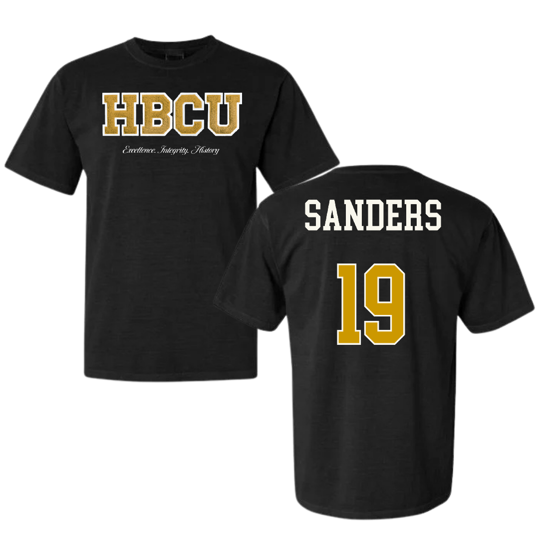 Alabama State University Baseball Black HBCU Varsity Comfort Colors Tee - #19 Caleb Sanders