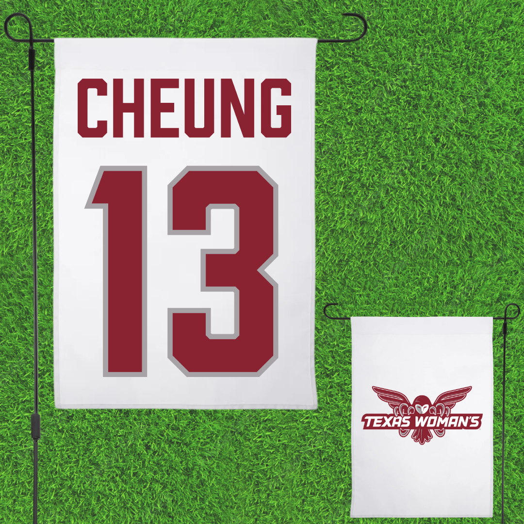 Texas Woman's University STUNT White Garden Flag - #13 Iris Cheung