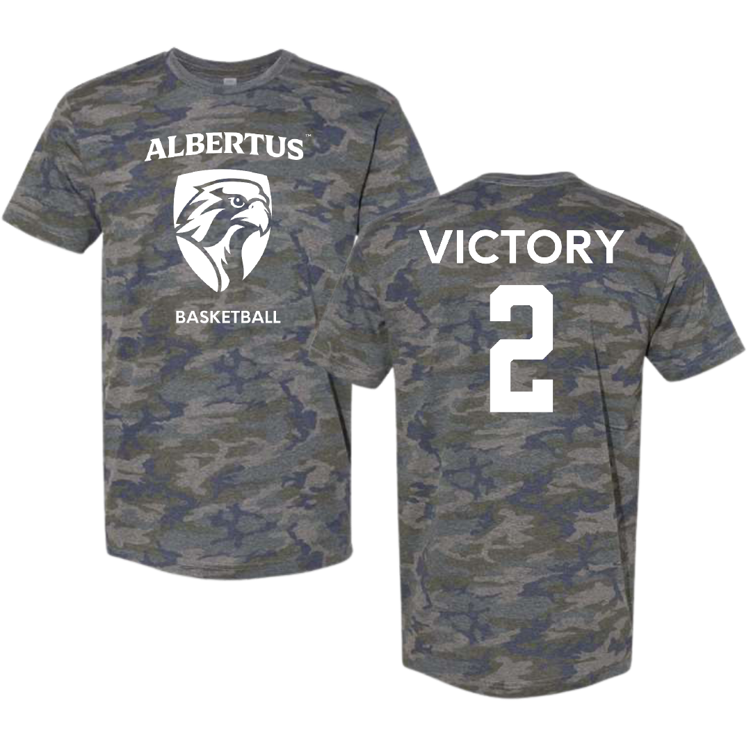 Albertus Magnus College Basketball (M) Vintage Camo Tee - #2 Darrell Victory