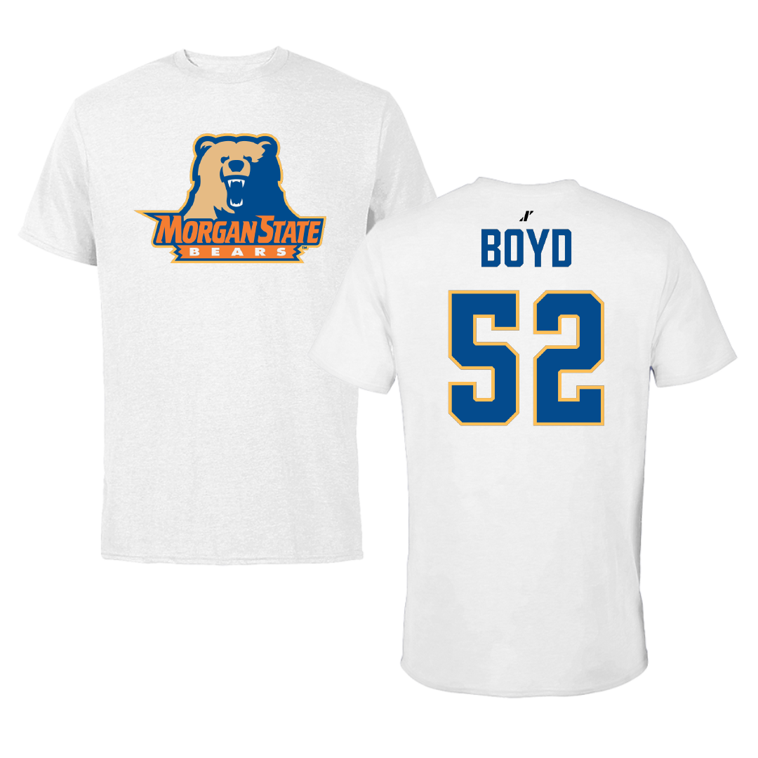 Morgan State University Football White Performance Tee - #52 Kristopher Boyd