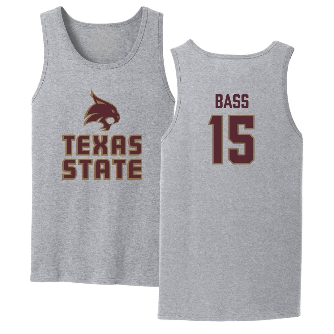 Texas State University Softball Sport Gray Tank Top - #15 Karmyn Bass