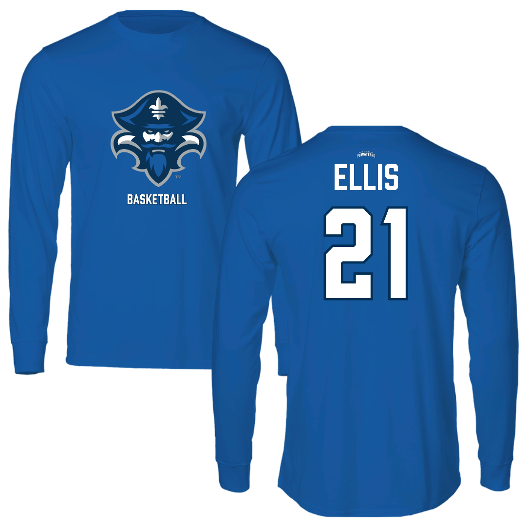University of New Orleans Basketball (W) Blue Performance Long Sleeve - #21 Aaliyah Ellis