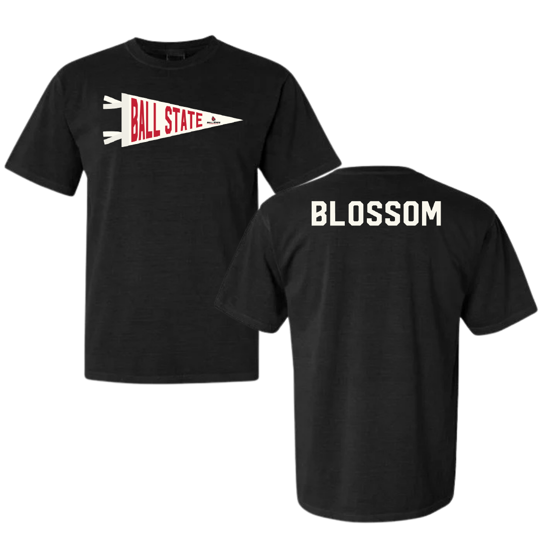 Ball State University Swimming & Diving Black Pennant Comfort Colors Tee - Seth Blossom