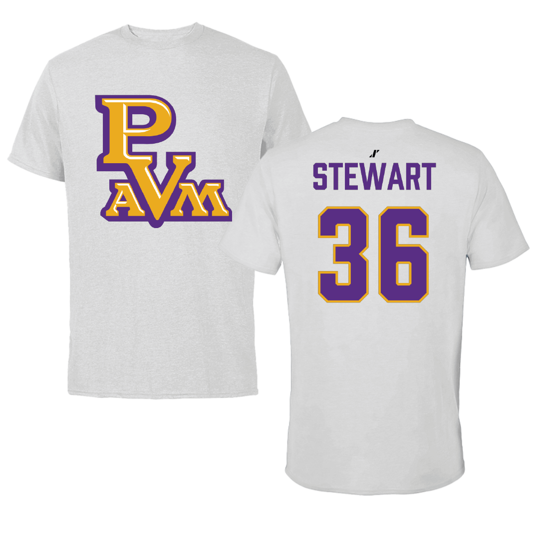 Prairie View A&M University Football Light Gray Performance Tee - #36 Benjamin Stewart