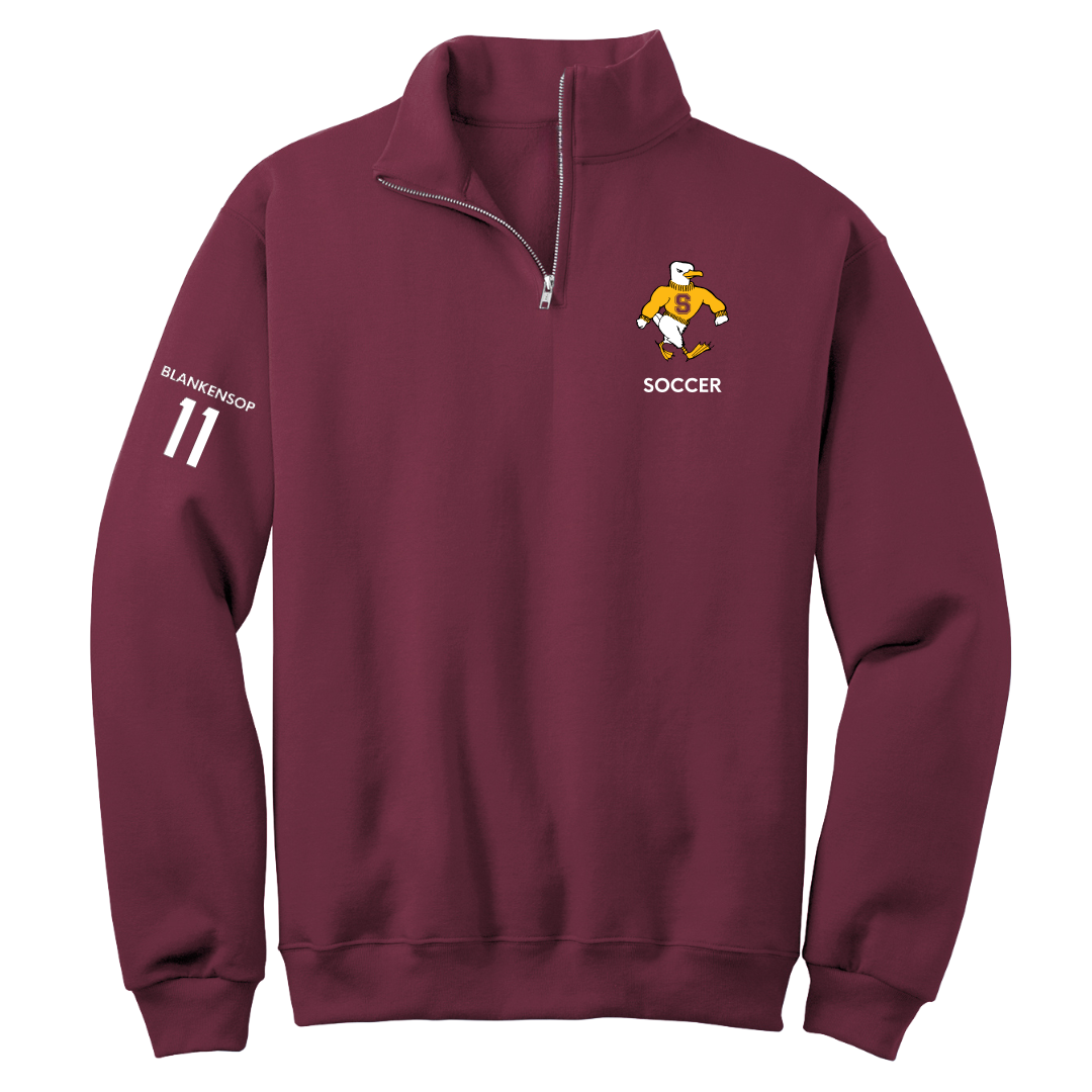 Salisbury University Soccer (M) Maroon Quarter-Zip - #11 Noah Blankensop