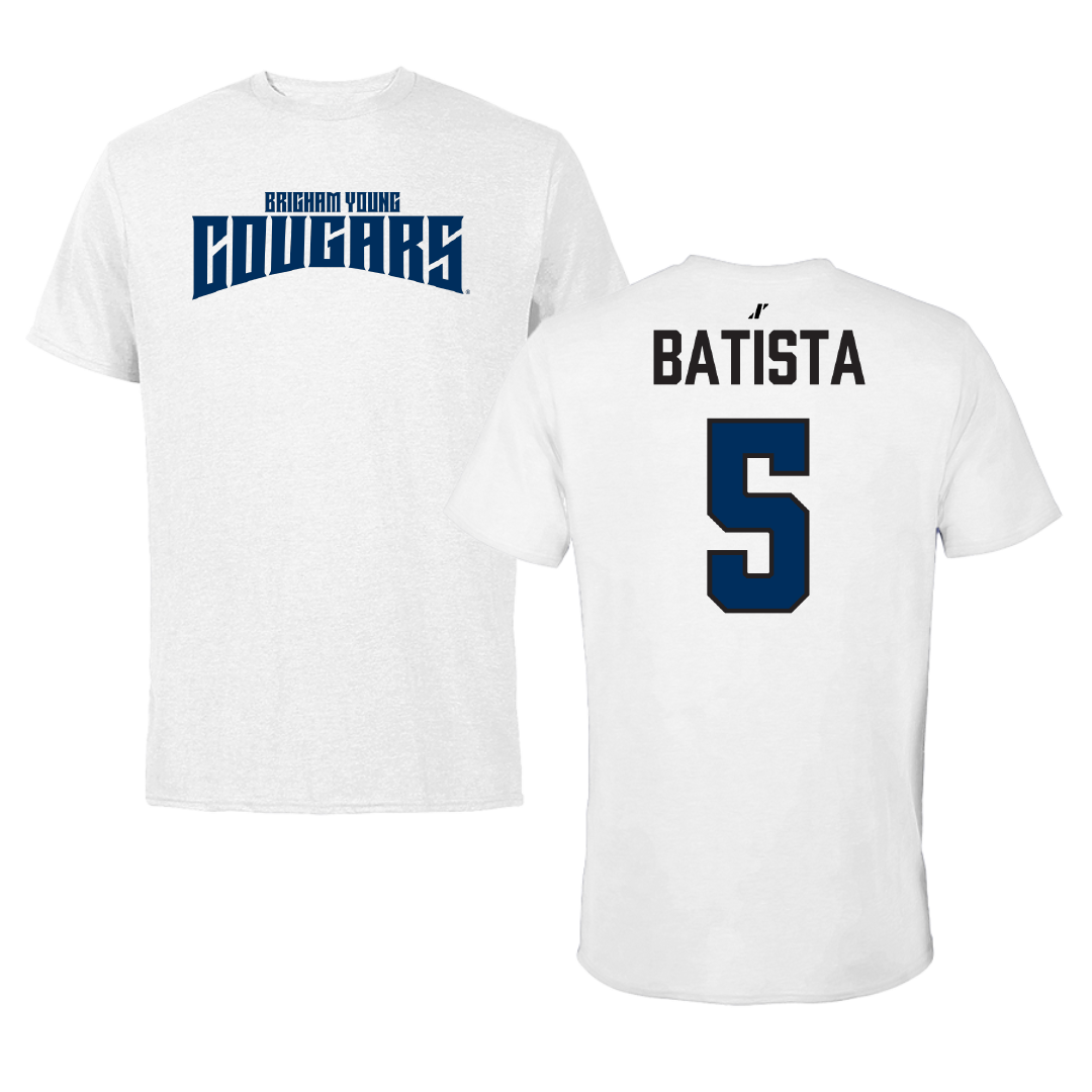 Brigham Young University Volleyball (M) White Classic Performance Tee - #5 Corbin Batista