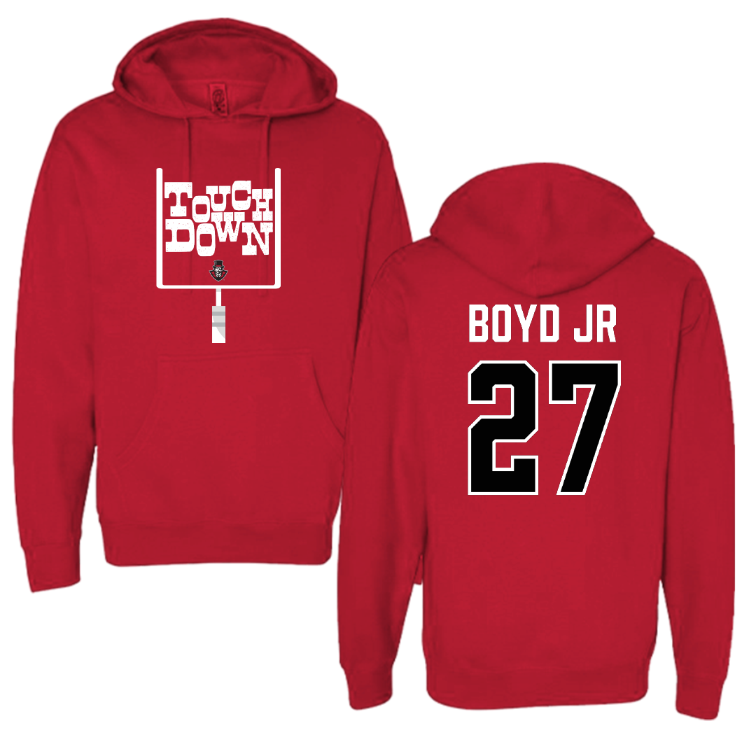 Austin Peay State University Football Red Touchdown Hoodie - #27 Tetoe Boyd Jr