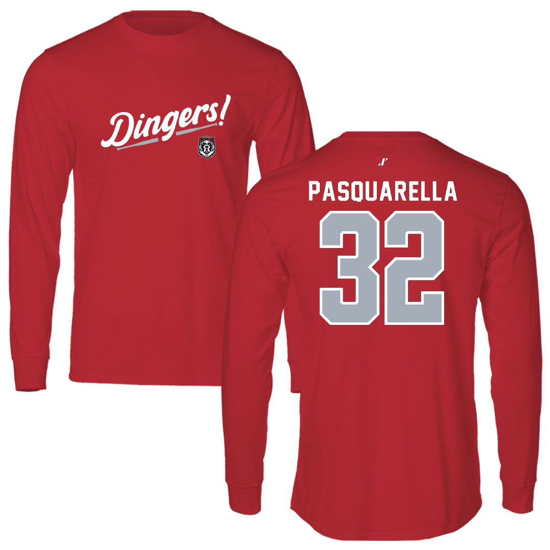 D'Youville University Baseball Red Dingers Performance Long Sleeve - #32 Michael Pasquarella