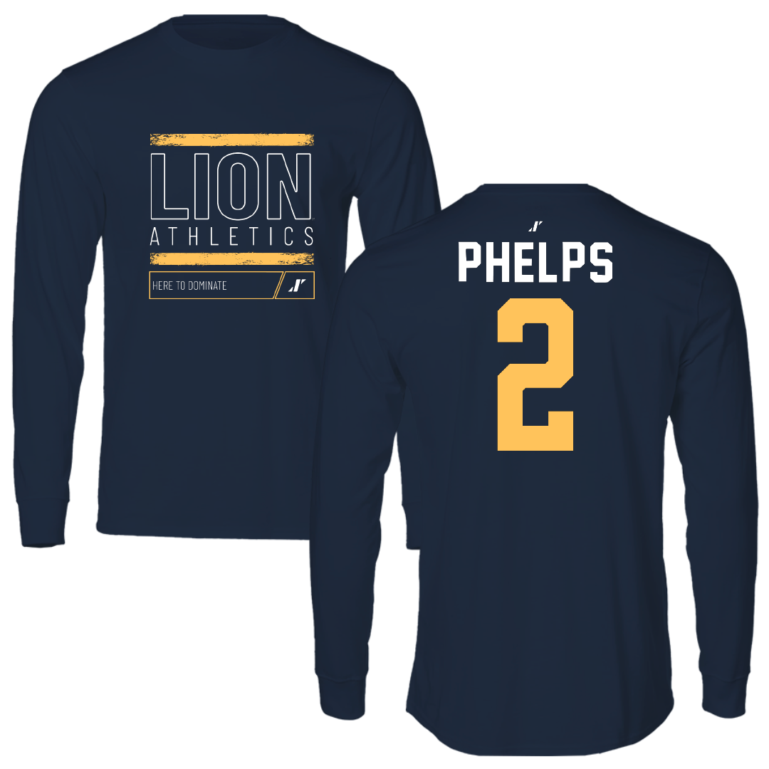 East Texas A&M University Basketball Navy Dominate Performance Long Sleeve - #2 Evan Phelps