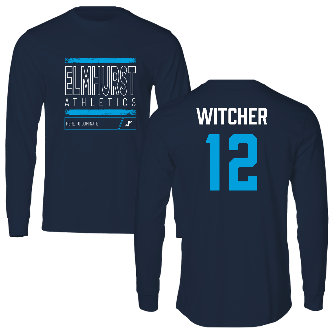 Elmhurst University Basketball (M) Navy Dominate Performance Long Sleeve - #12 John Witcher