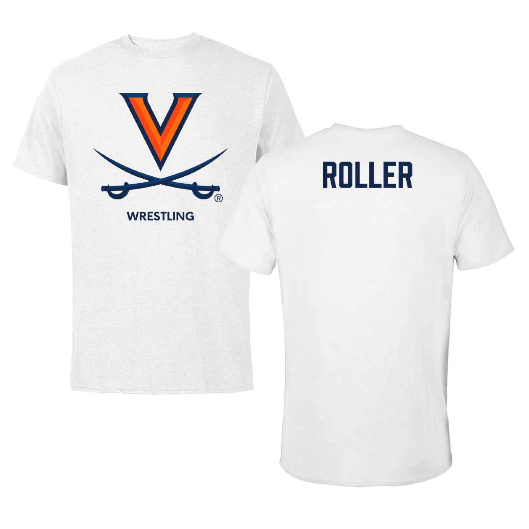 University of Virginia Wrestling (M) White Tee - Keyveon Roller
