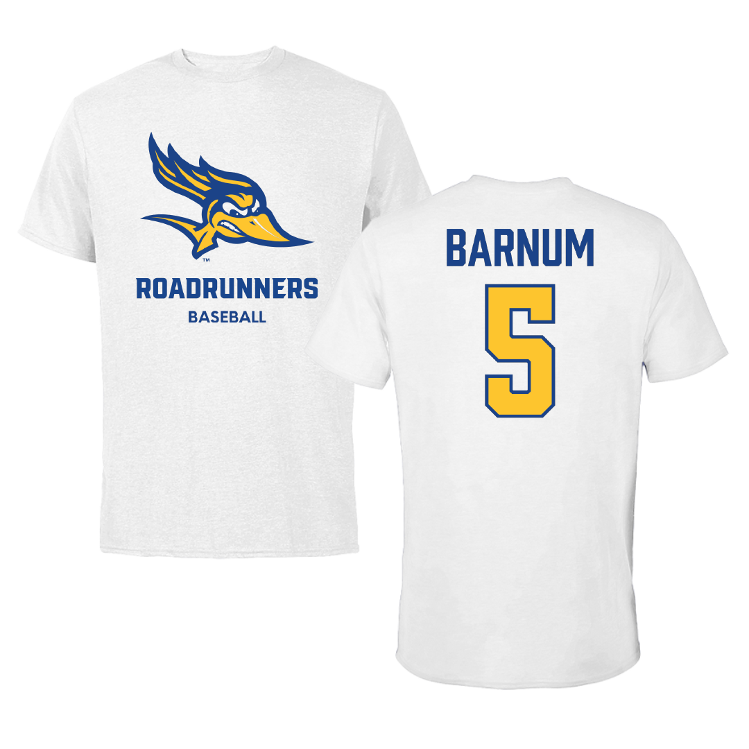 California State University-Bakersfield Baseball White Performance Tee - #5 Lewis Barnum