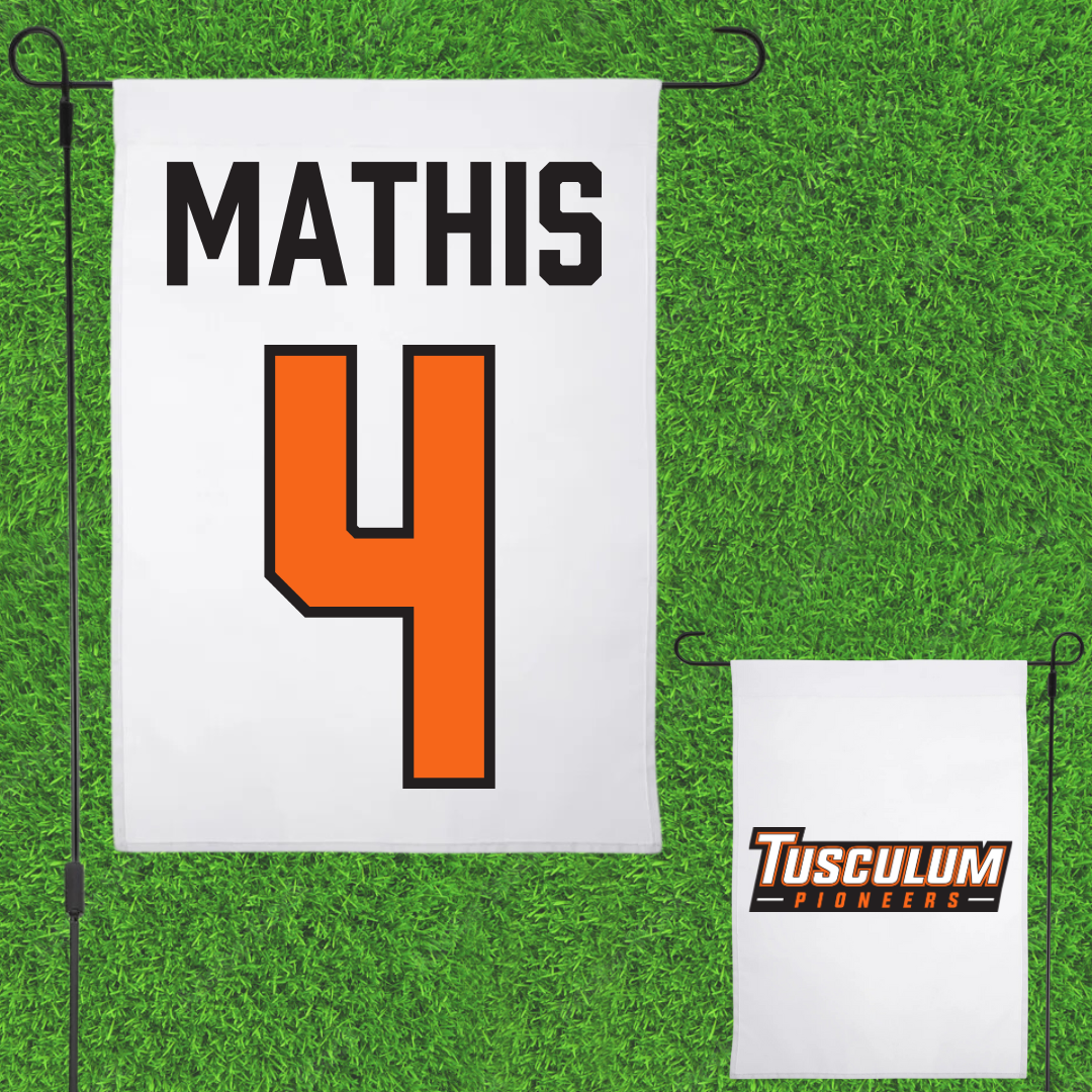 Tusculum University Volleyball (M) White Garden Flag - #4 Reef Mathis