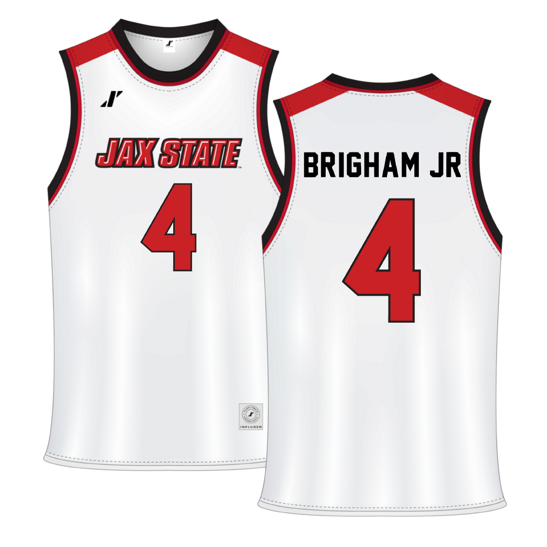 Jacksonville State University White Basketball Jersey - #4 Marcellus Brigham Jr