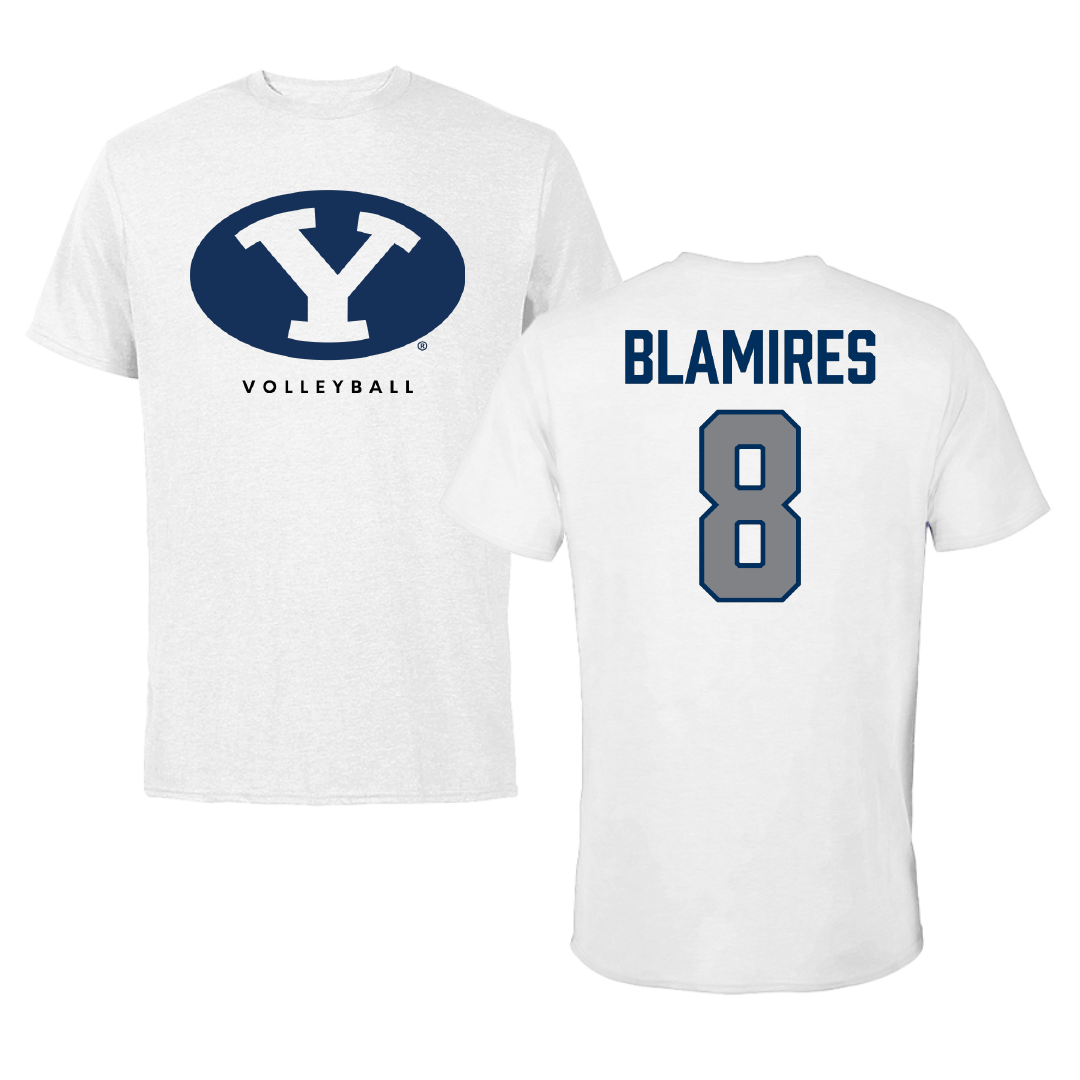 Brigham Young University Volleyball White Tee - #8 Anna Blamires