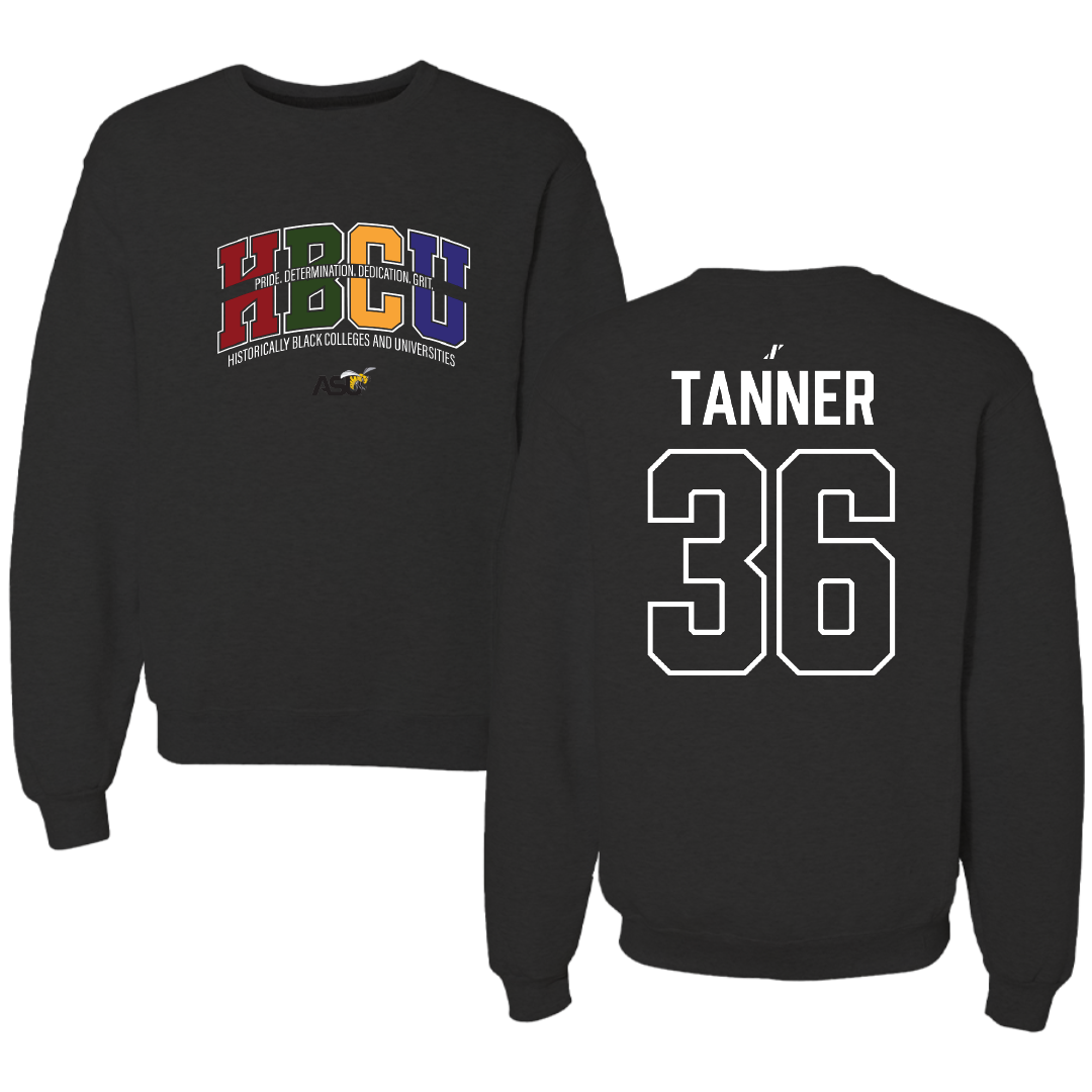 Alabama State University Football Black HBCU Crewneck - #36 Brandon Tanner