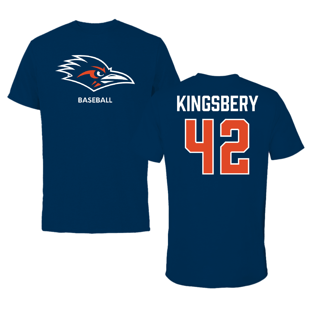 University of Texas at San Antonio Baseball Navy Performance Tee - #42 Fischer Kingsbery