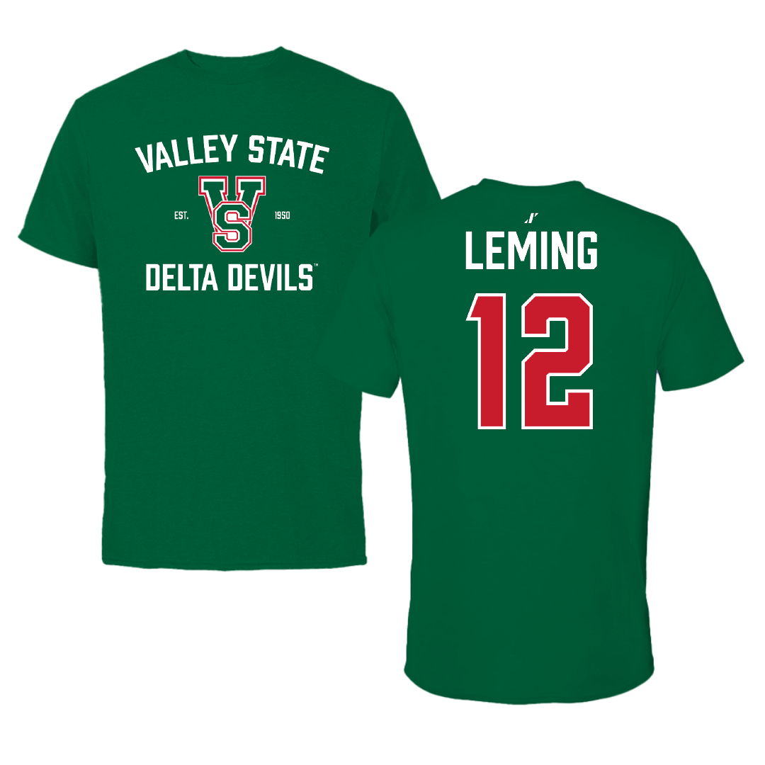 Mississippi Valley State University Baseball Green General Performance Tee - #12 Cody Leming