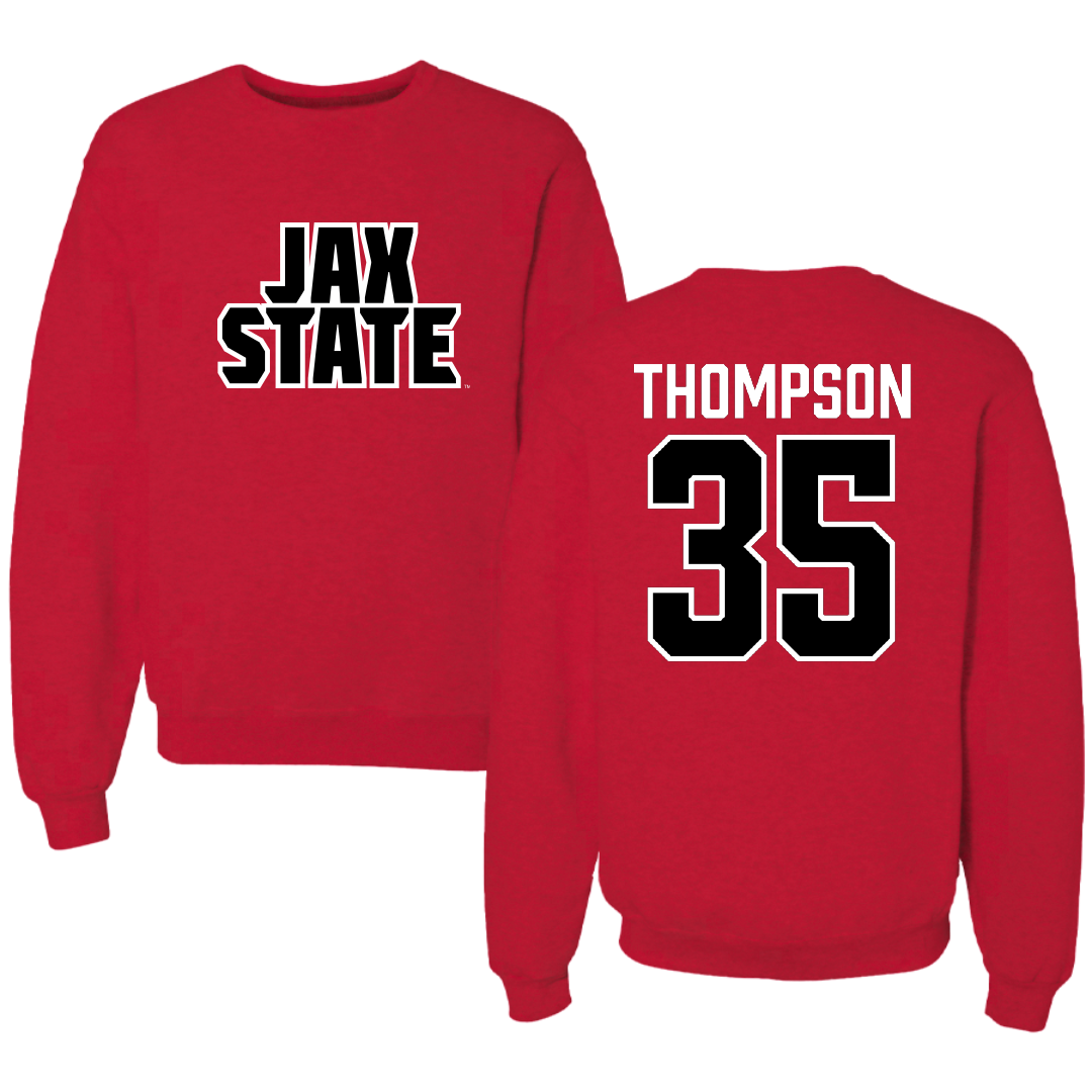 Jacksonville State University Football Red Crewneck - #35 Aidan Thompson