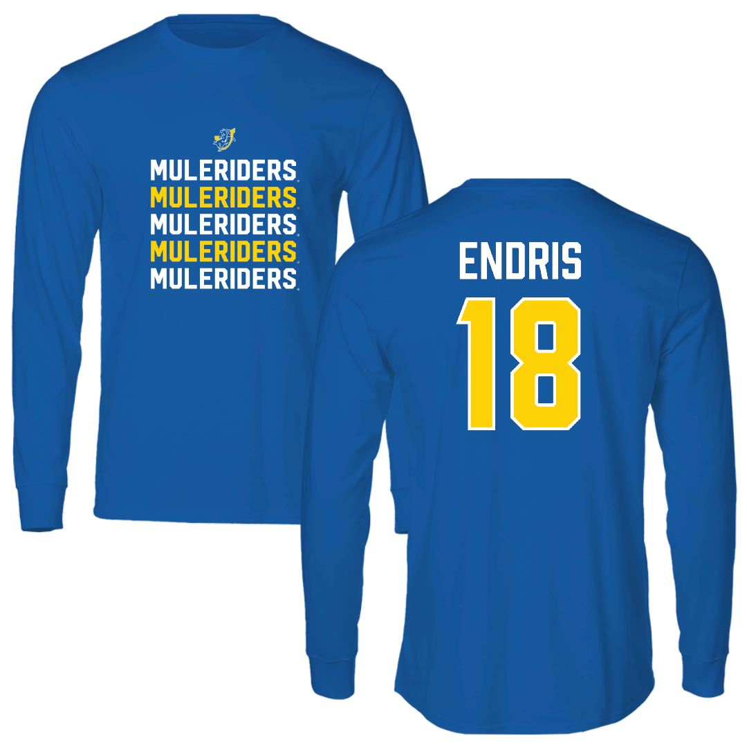 Southern Arkansas University Softball Blue General Performance Long Sleeve - #18 Paris Endris