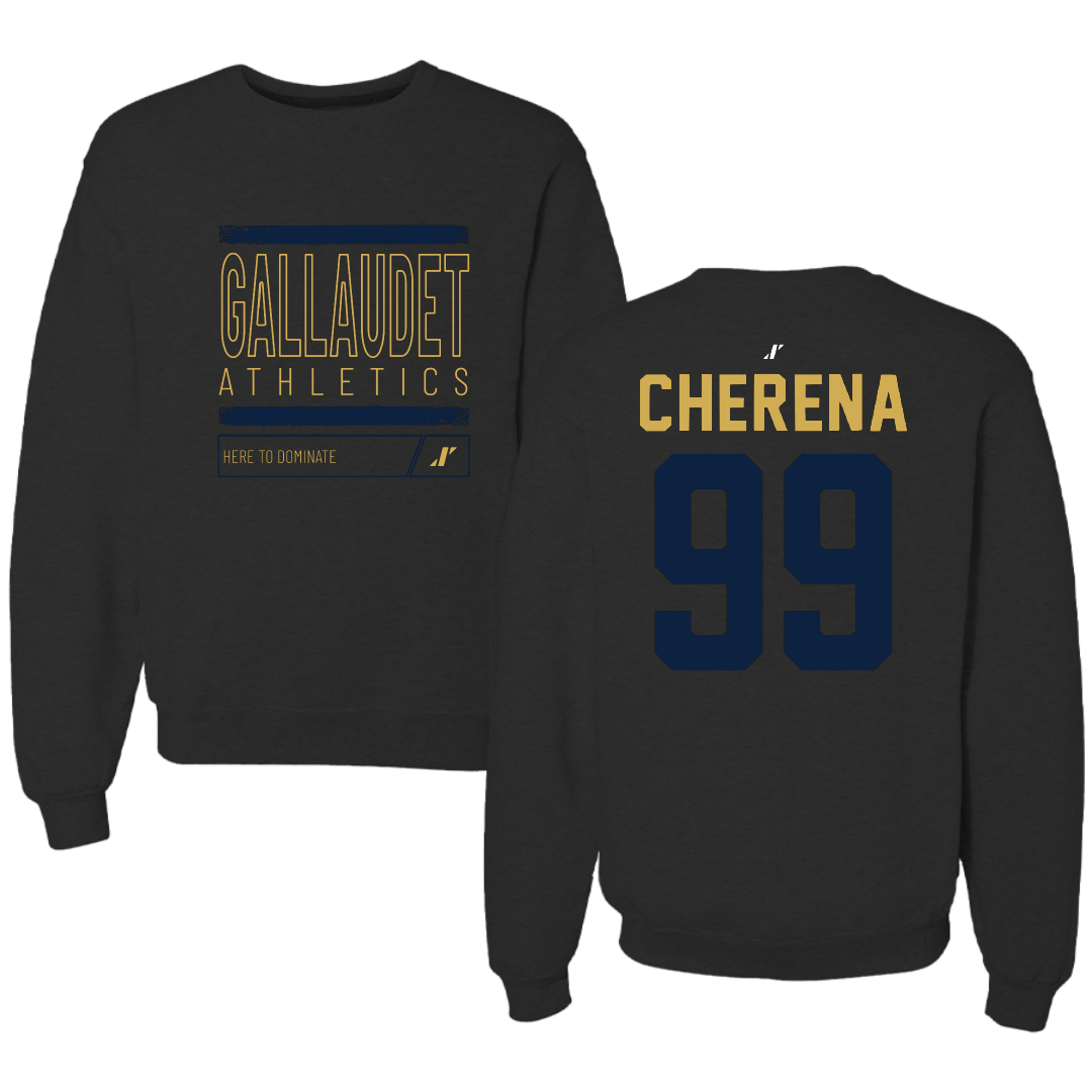 Gallaudet University Softball Black Dominate Crewneck - #99 Lou Cherena
