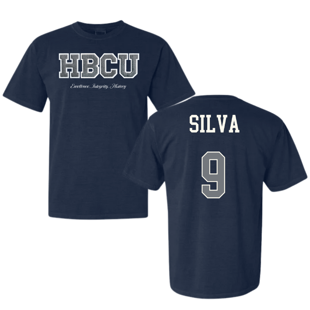 Jackson State University Soccer (W) Navy HBCU Varsity Comfort Colors Tee - #9 Nyhila Silva