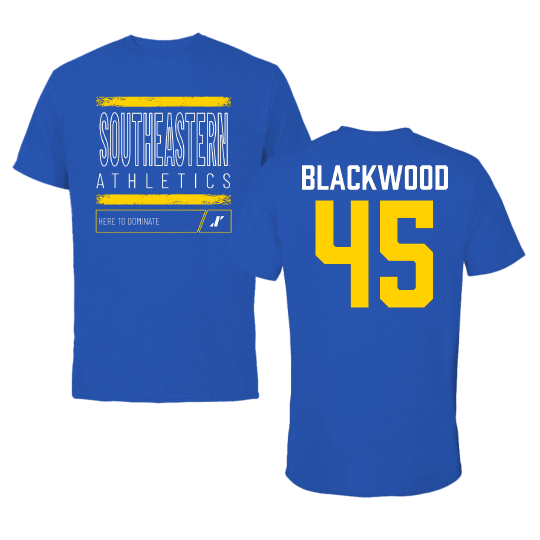 Southeastern Oklahoma State University Baseball Blue Dominate Tee - #45 Trey Blackwood