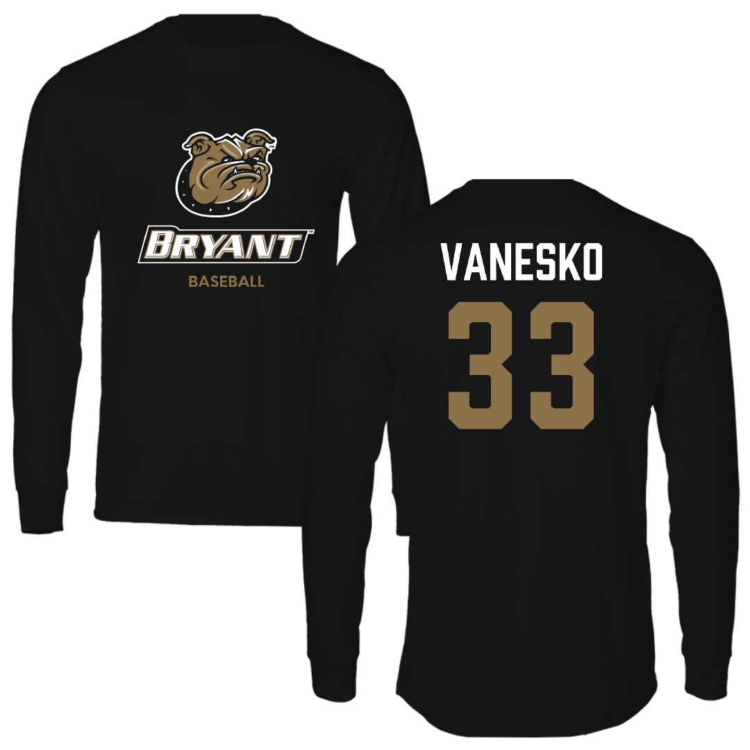 Bryant University Baseball Black Long Sleeve - #33 Jackson Vanesko