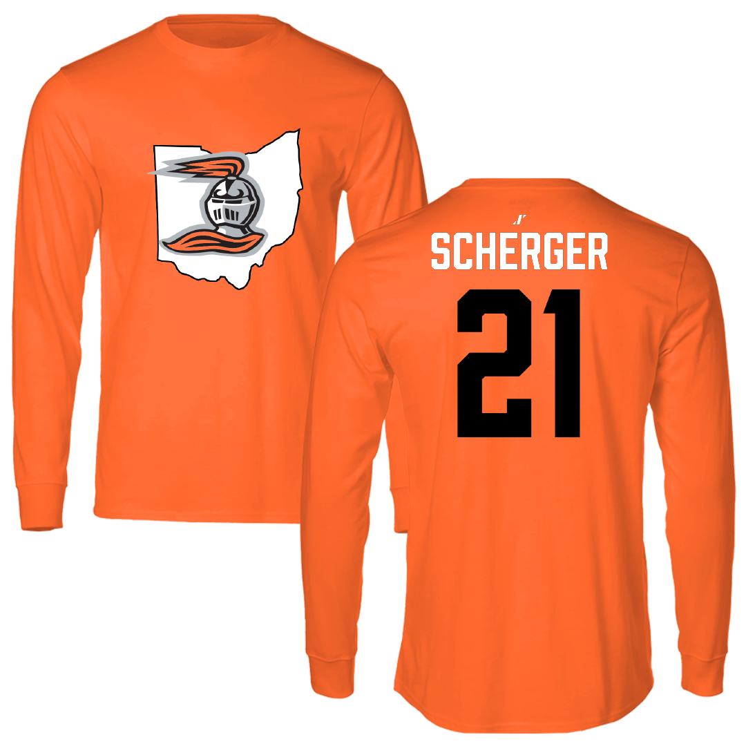 Heidelberg University Lacrosse Orange State Long Sleeve - #21 Mark Scherger