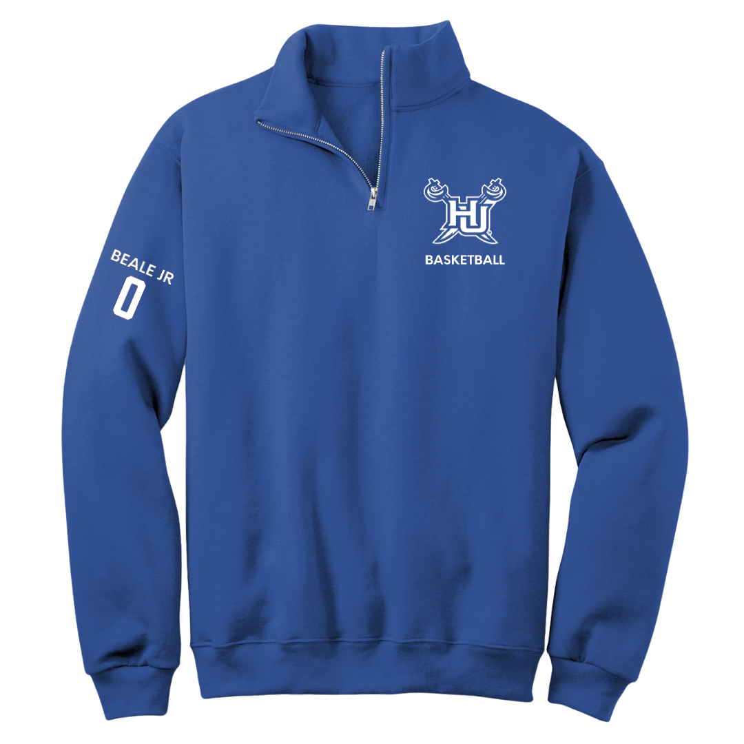 Hampton University Basketball (M) Blue Quarter-Zip - #0 George Beale Jr