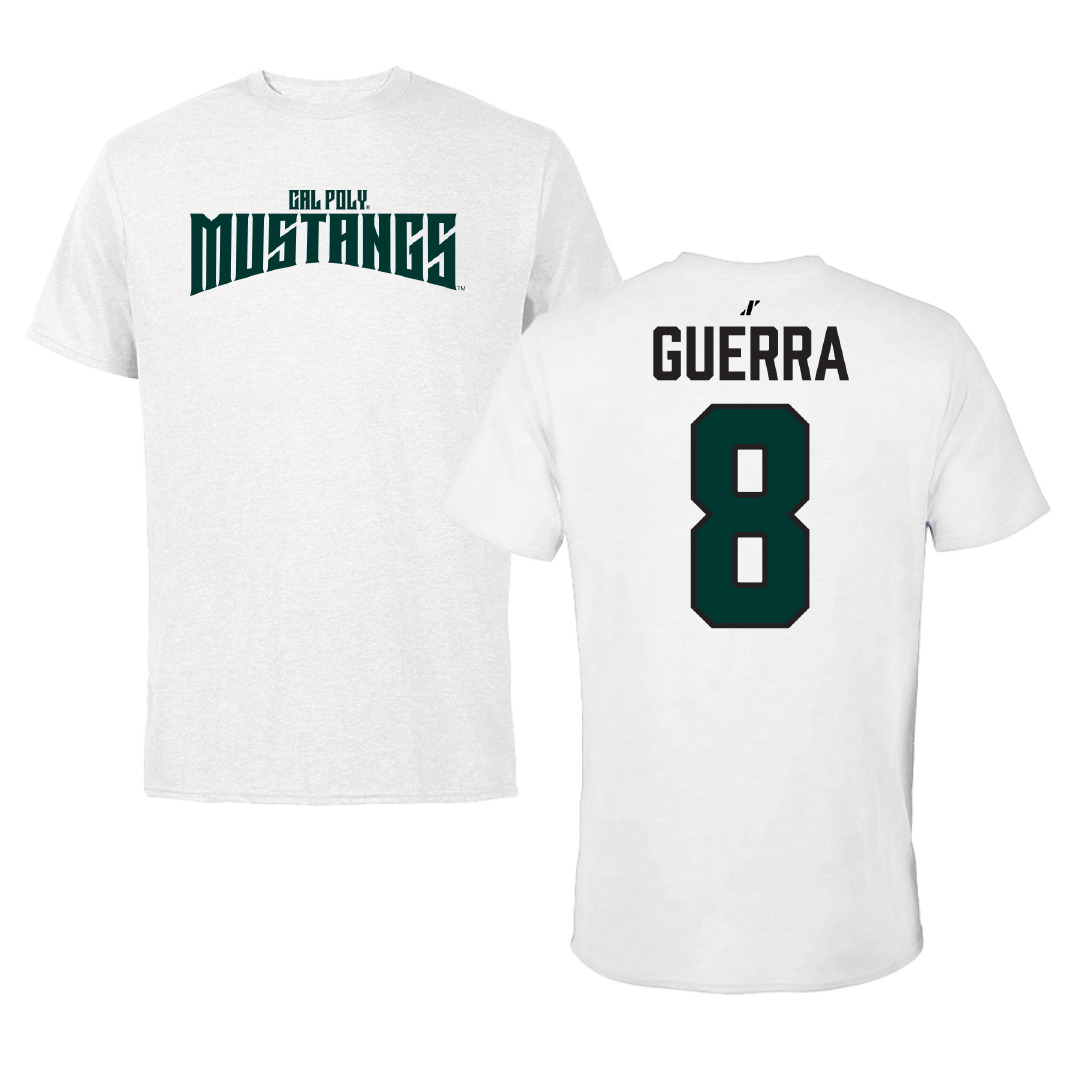 Cal Poly Soccer White Classic Tee - #8 Diego Guerra
